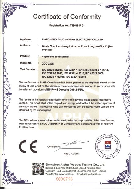Porcellana Shenzhen Touch-China Electronics Co.,Ltd. Certificazioni